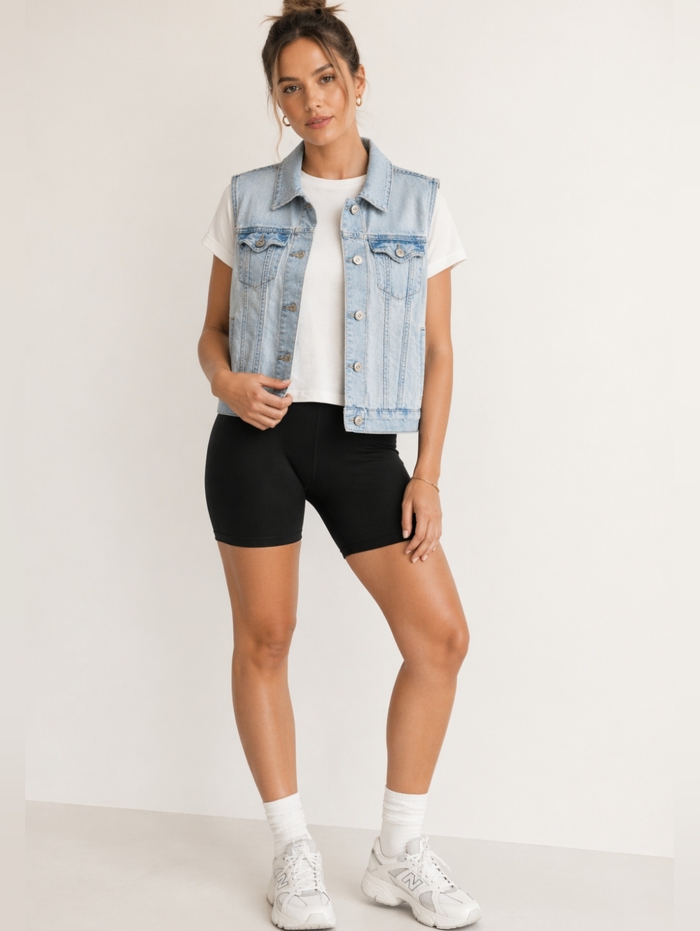 Old Navy Light Wash Denim Vest Women Medium Sleeveless Jean Jacket - Picture 11 of 11